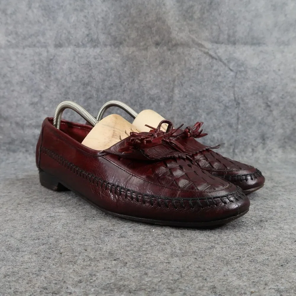 Johnston & Murphy Shoes Mens 8 Tassel Loafer Leather Woven Classic Dress Kiltie